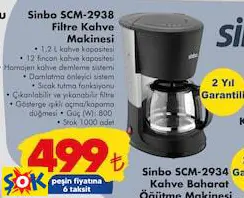 SİNBO SCM-2938 FİLTRE KAHVE MAKİNESİ